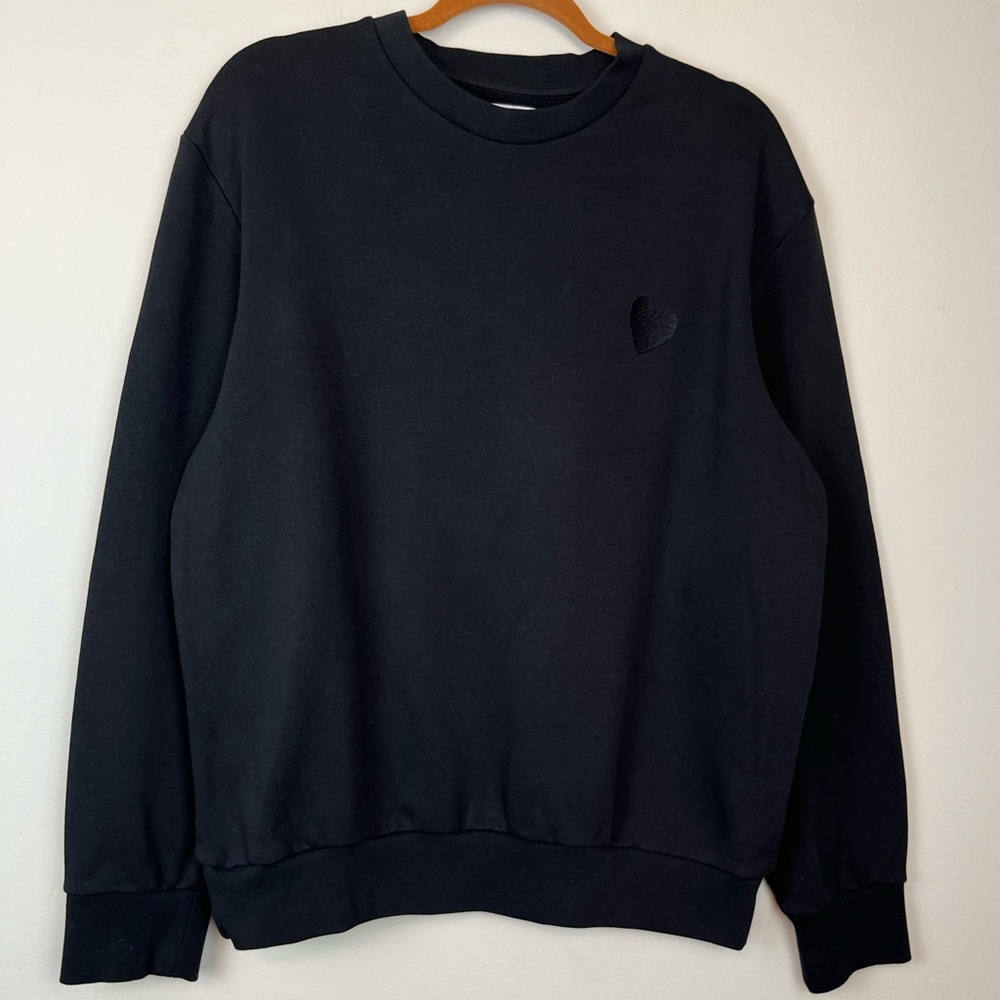 INIMIGO Heart Patch Comfort Organic Cotton Black Sweatshirt Size XL